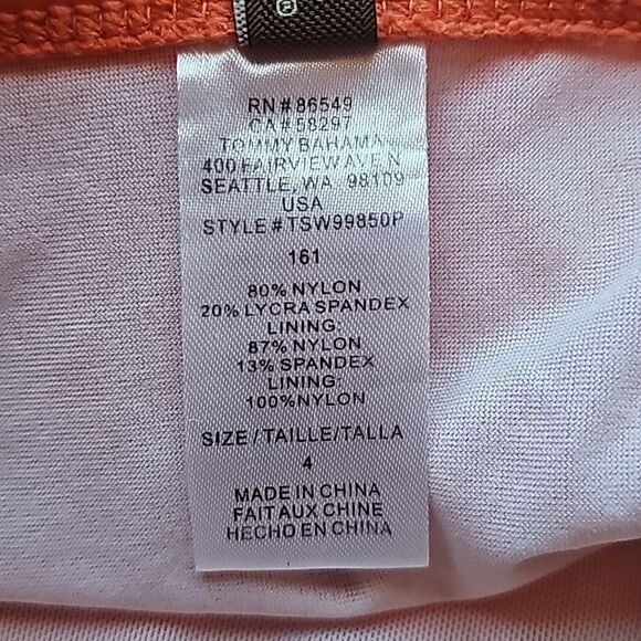 Tommy Bahama orange runched one piece swimsuit size 4 - Picture 6 of 8
